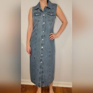 NWT House of Harlow 1960 Denim Midi Dress Medium Wash Size XS